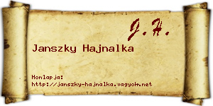 Janszky Hajnalka névjegykártya